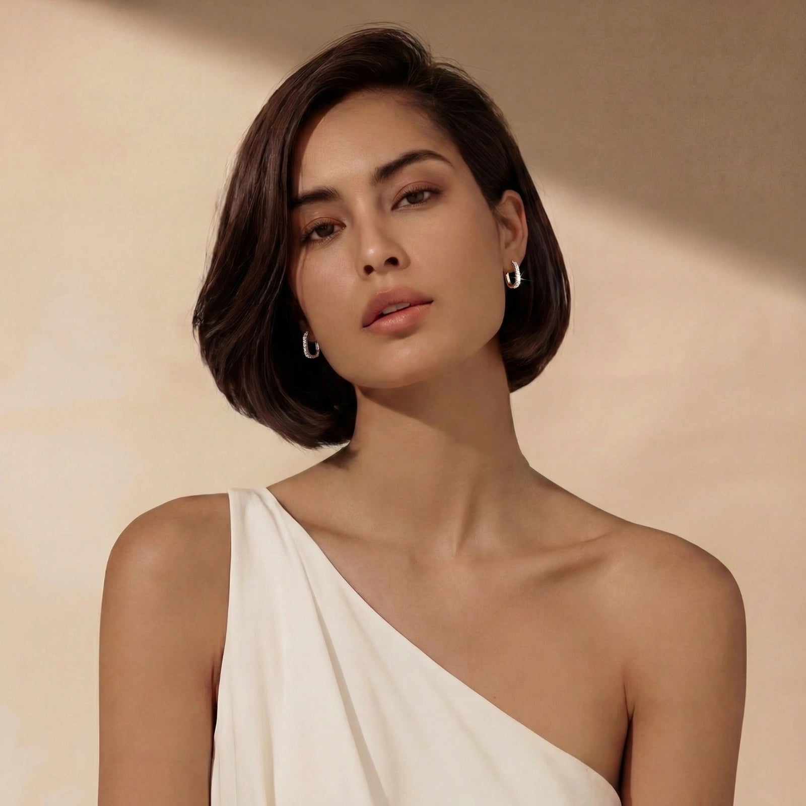 Crystal Pavé Huggie Hoops by Clarivon