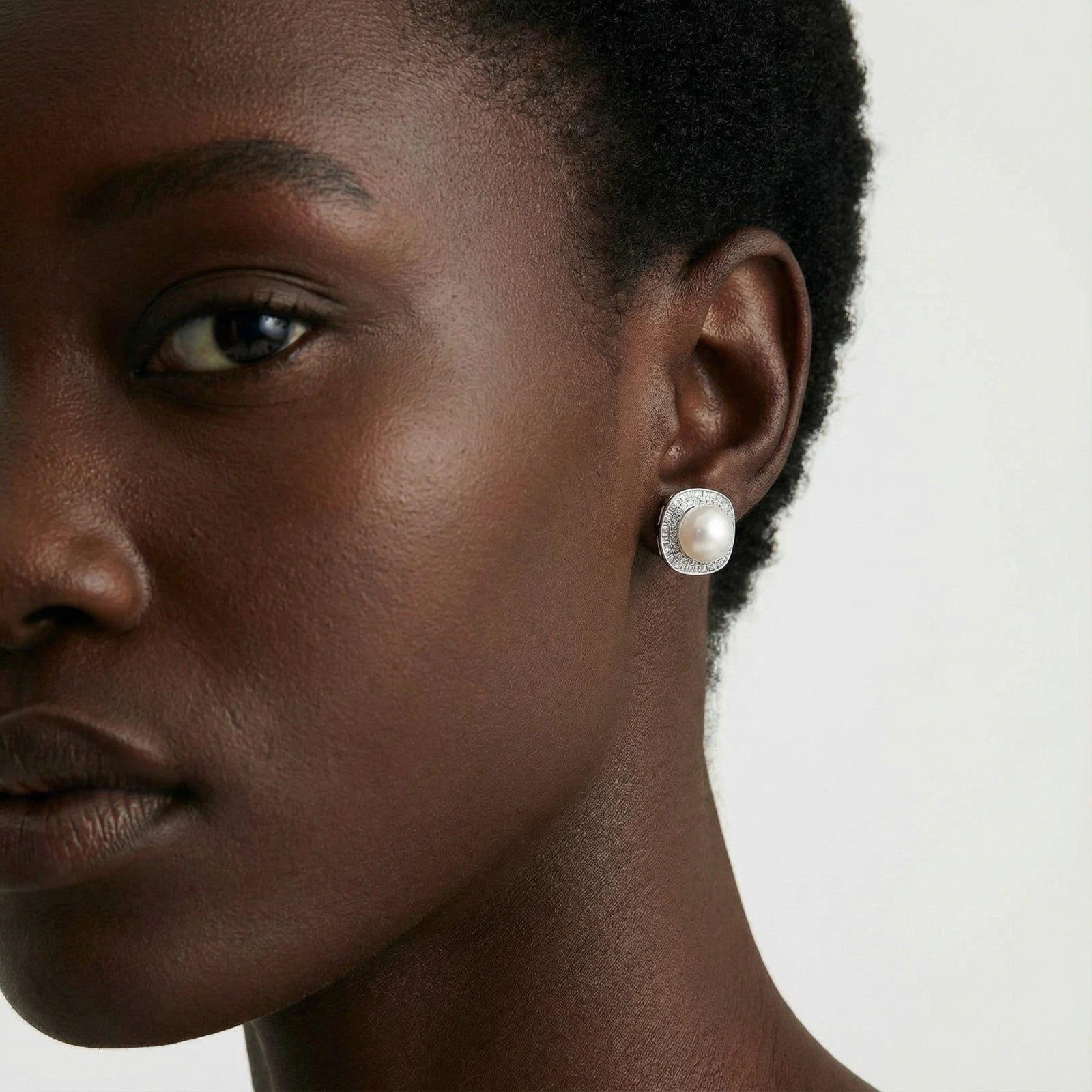 Halo Pearl Studs by Clarivon