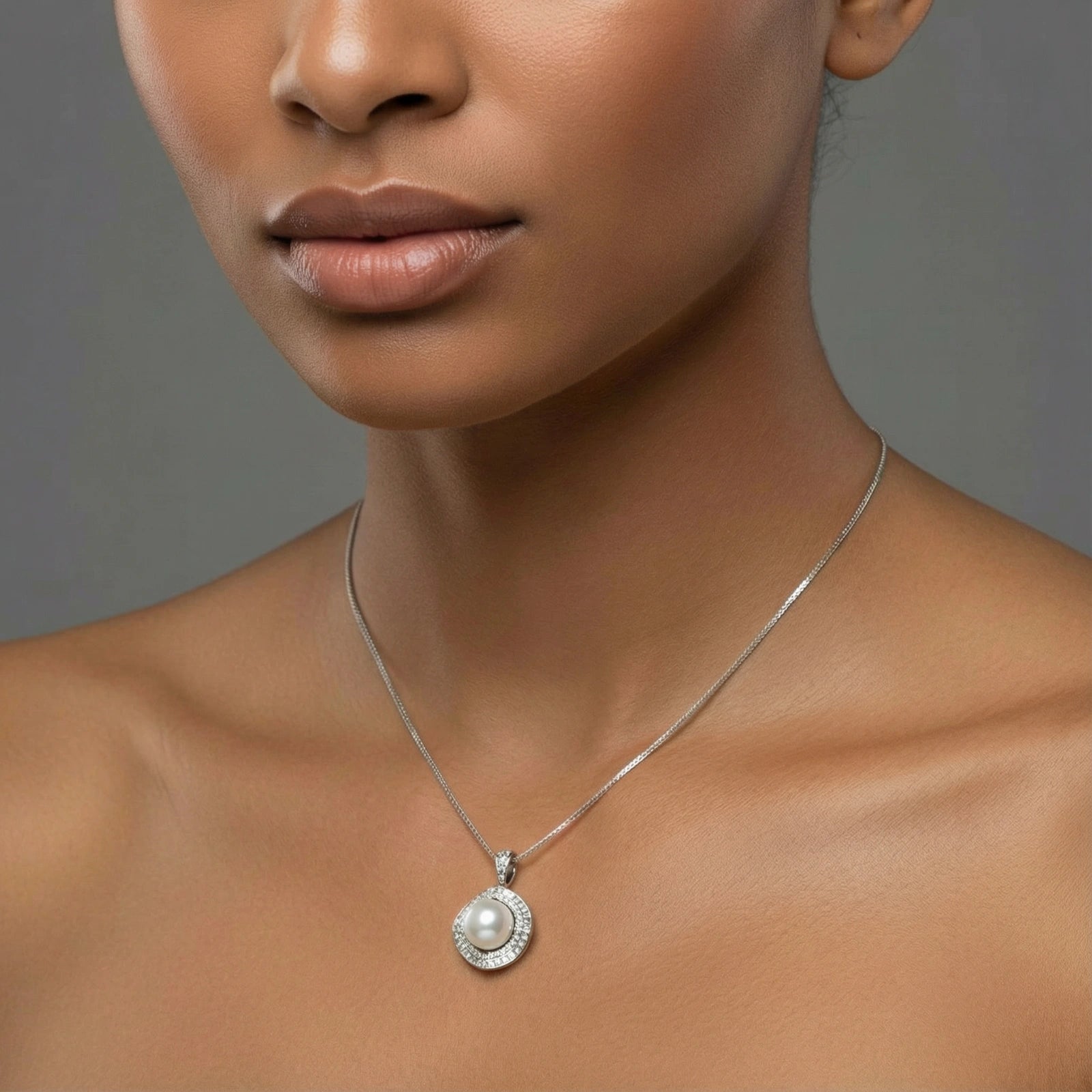 Halo Pearl Statement Necklace by Clarivon