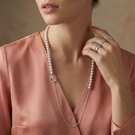 Silver Sphere Gradient Necklace by Clarivon