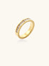 14K gold-plated band with channel-set zirconia and Greek key pattern engraving on polished finish