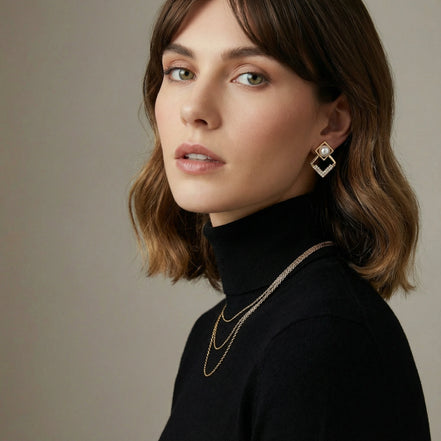 Pearl Geometry Earrings by Clarivon
