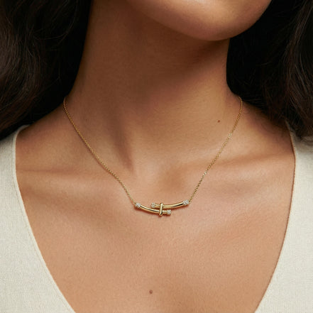 Bamboo Crystal Arc Necklace by Clarivon