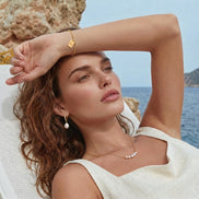 Pearl Drop Hoops by Clarivon