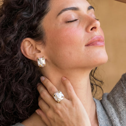 Baroque Pearl Statement Ring by Clarivon
