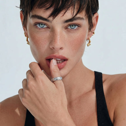 Quilted Steel Ring by Clarivon