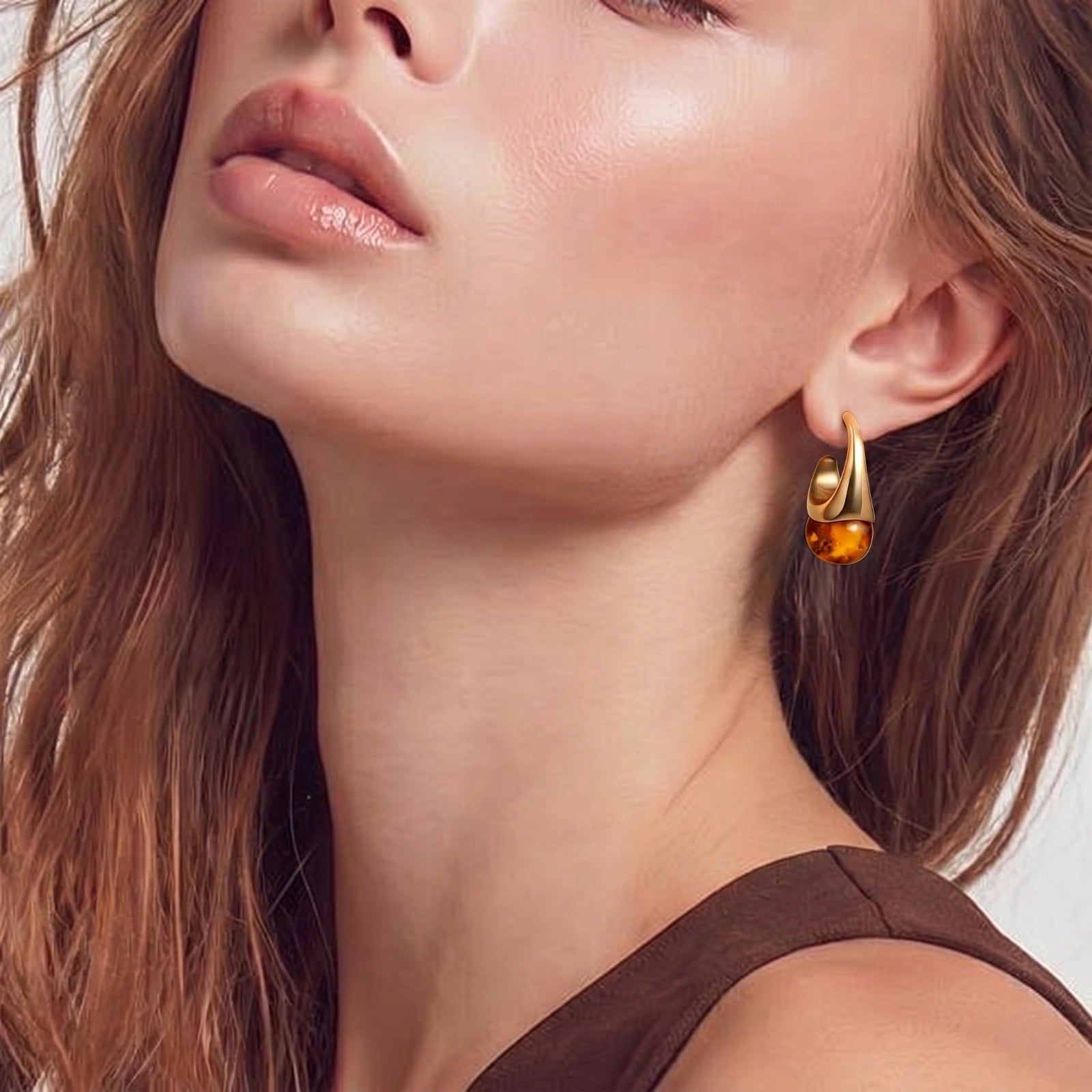 Amber Flow Drop Earrings by Clarivon