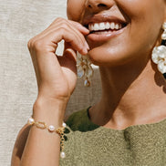 Golden Pearl Chain Bracelet by Clarivon